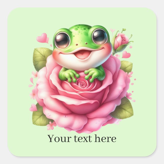 Cute frog lovers customisable  square sticker (Front)