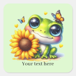 Cute frog lovers customizable square sticker
