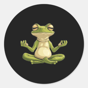 Cute Frog Meditating Yoga Classic Round Sticker