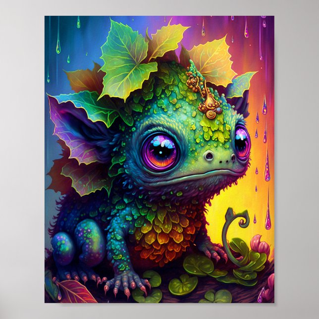 Cute Frog Monster Fantasy Art Poster (Front)
