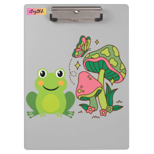 cute frog, mushrooms and butterfly clipboard