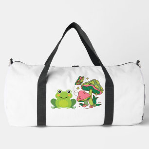 cute frog, mushrooms and butterfly duffle bag