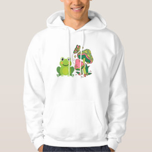 cute frog, mushrooms and butterfly hoodie