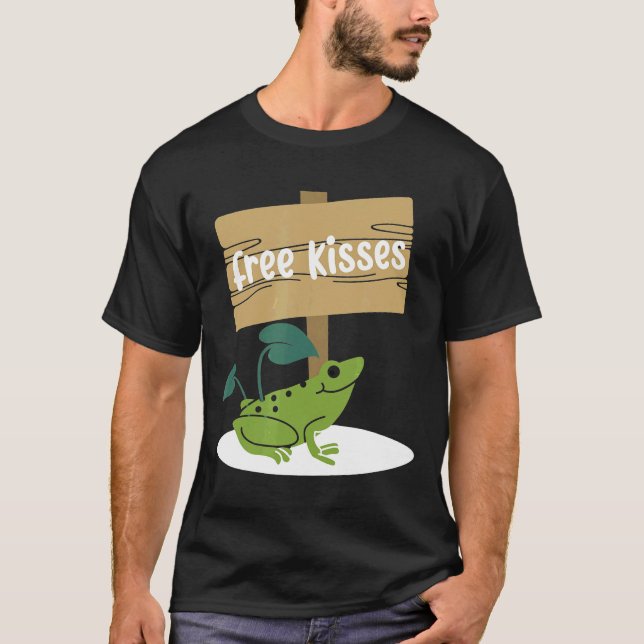 Cute Frog Offering Free Kisses T-Shirt (Front)