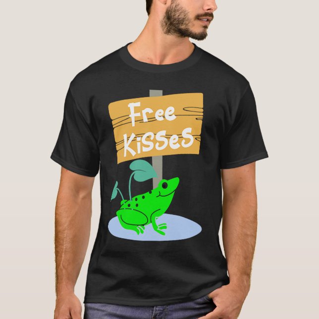 Cute Frog Offering Free Kisses T-Shirt (Front)