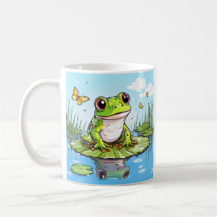 Cute Frog on a Lily Pad Cute Personalised Coffee Mug
