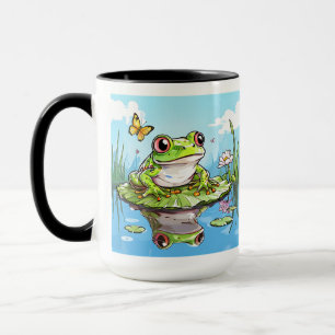 Cute Frog on a Lily Pad Cute Personalised Mug