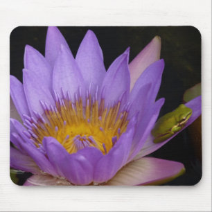cute frog on a water lily mouse mat