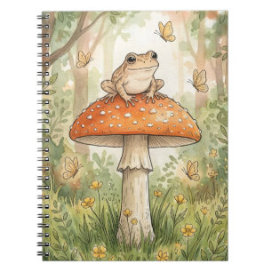 Cute Frog on Mushroom Woodland Cottagecore Notebook