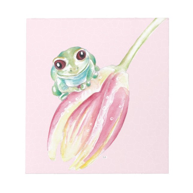 Cute Frog On Pink Notepad (Front)