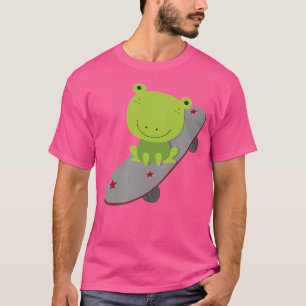 Cute Frog On Skateboard Funny Kawaii Aesthetic Fro T-Shirt