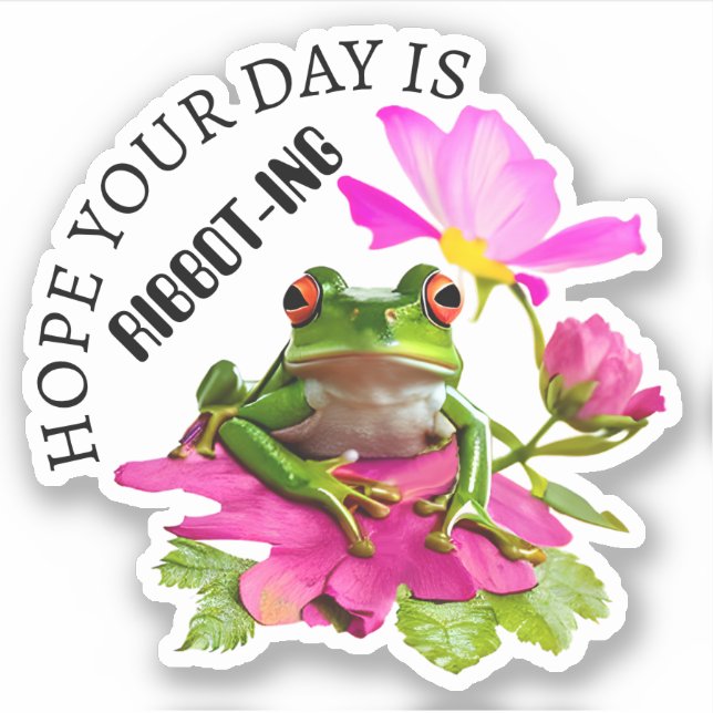  Cute Frog or Toad Pun on Pink Flowers (Front)