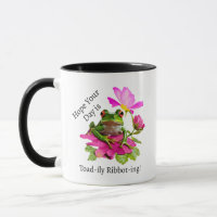 Cute Frog or Toad Pun on Pink Flowers