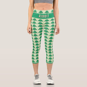 Cute Frog Pattern Capri Leggings