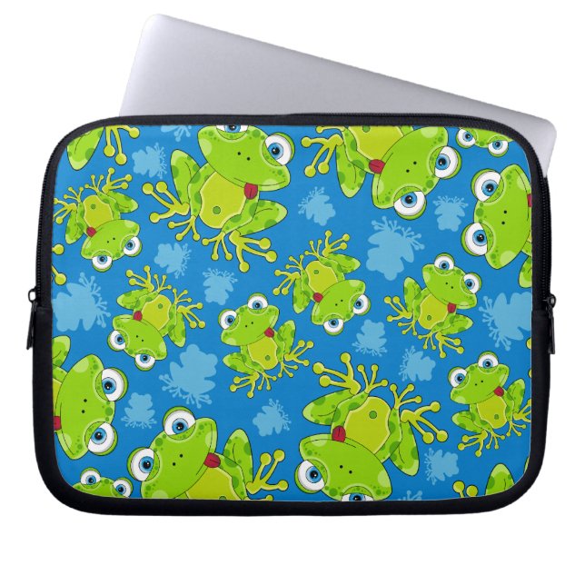 Cute Frog Patterned Laptop Case (Front)