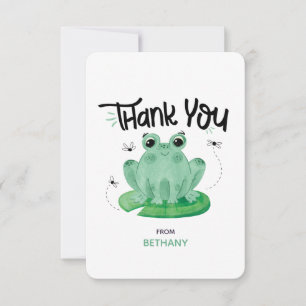Cute Frog Personalised Flat Thank You Card