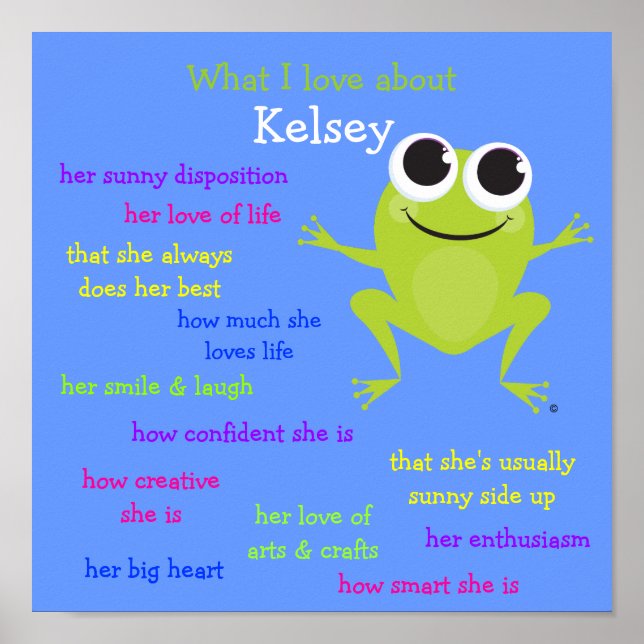 Cute Frog Personalised Poster for Children (Front)