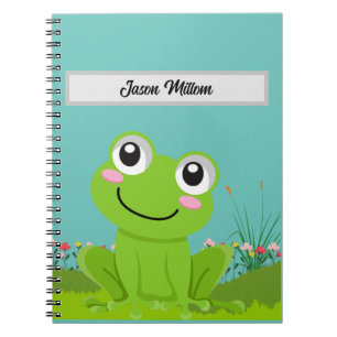 Cute frog personalised with child's name notebook