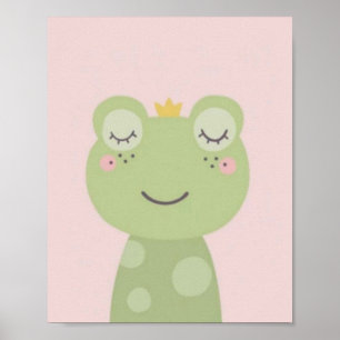 Cute frog.pink background. poster