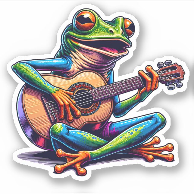 Cute Frog Playing a Guitar (Front)