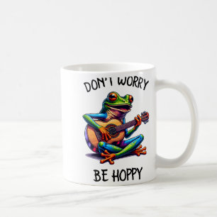 Cute Frog Playing A Guitar Dont Worry Be Hoppy _2  Coffee Mug