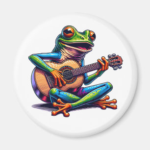 Cute Frog Playing a Guitar Magnet