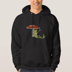 Cute Frog Playing Banjo On Mushroom - Fairy Aesthe Hoodie