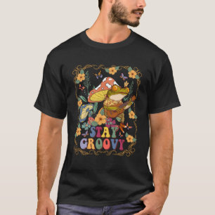 Cute Frog Playing Banjo on Mushroom Hippie Stay Gr T-Shirt