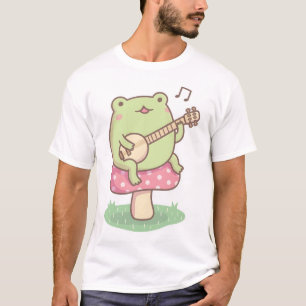 Cute Frog Playing Banjo On Toadstool T-Shirt