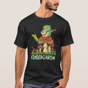 Cute Frog Playing Banjo Snail Mushroom Kindergarte T-Shirt