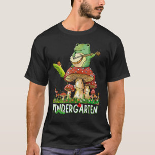 Cute Frog Playing Banjo Snail Mushroom Kindergarte T-Shirt
