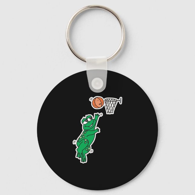 cute frog playing basketball key ring (Front)
