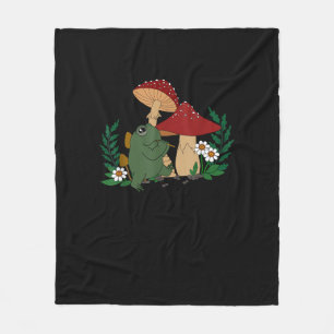 Cute Frog Playing Flute Cottagecore Goblincore Aes Fleece Blanket