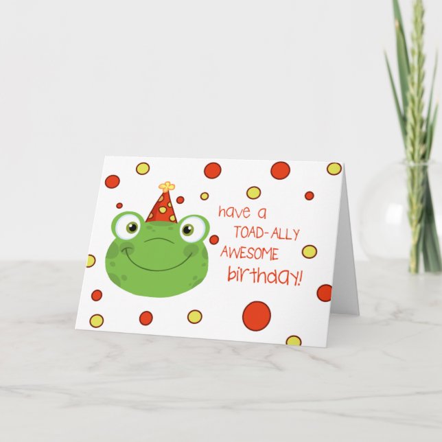 Cute Frog Polka Dot Kids Birthday Cards (Front)