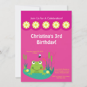 Cute Frog Pond Birthday Party Invitation