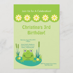 Cute Frog Pond Birthday Party Invitation