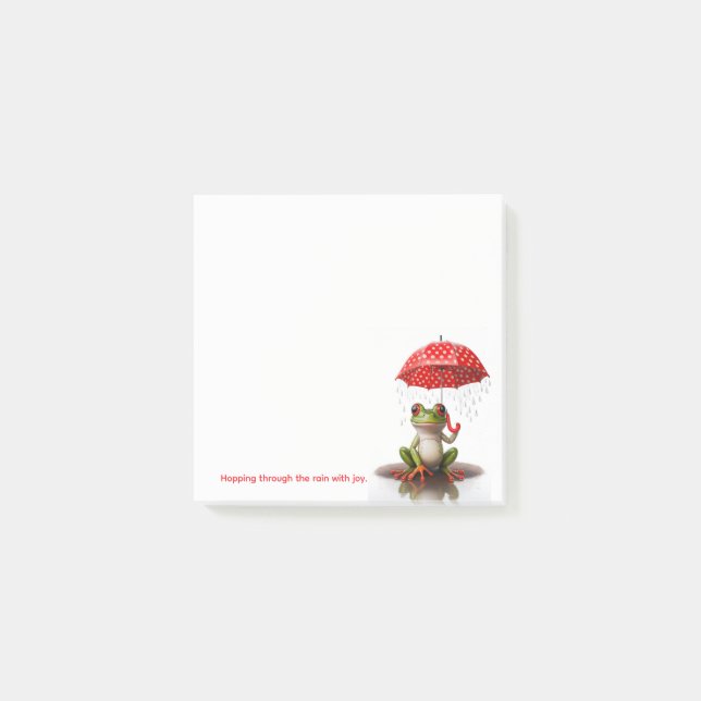 Cute Frog Post-It Notes – Rainy Day Joy (Front)