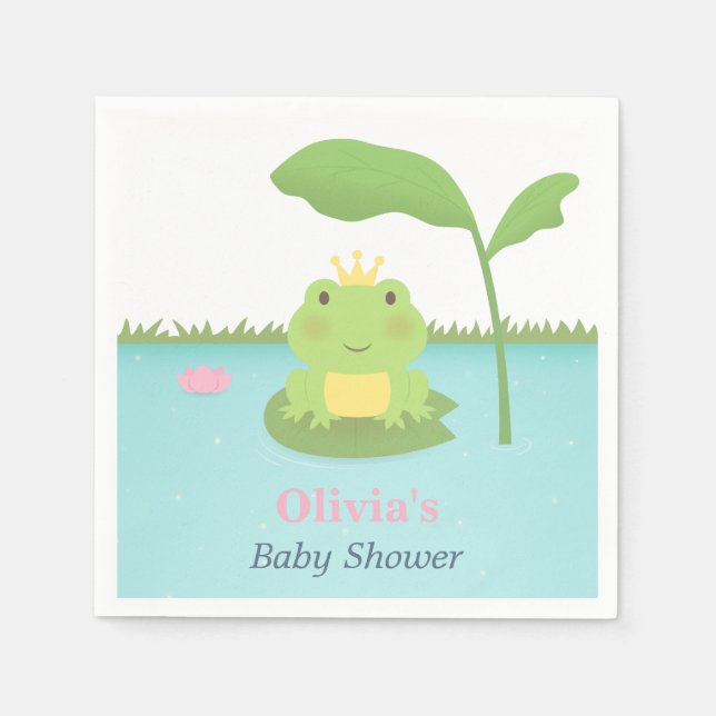 Cute Frog Prince Boy Baby Shower Supplies Napkin (Front)