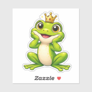 Cute Frog Prince Custom-Cut Vinyl Sticker