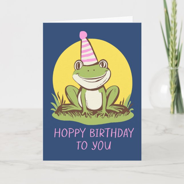 Cute Frog Pun Birthday Whimsical Colourful Art Card (Front)