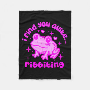 Cute Frog Pun Ribbiting Frog Lovers Quote Design Fleece Blanket