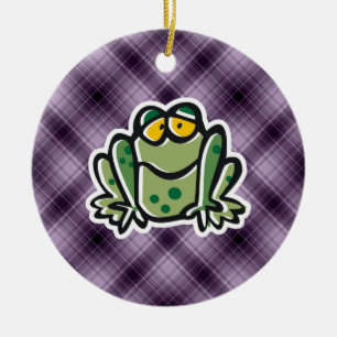 Cute Frog; Purple Ceramic Tree Decoration