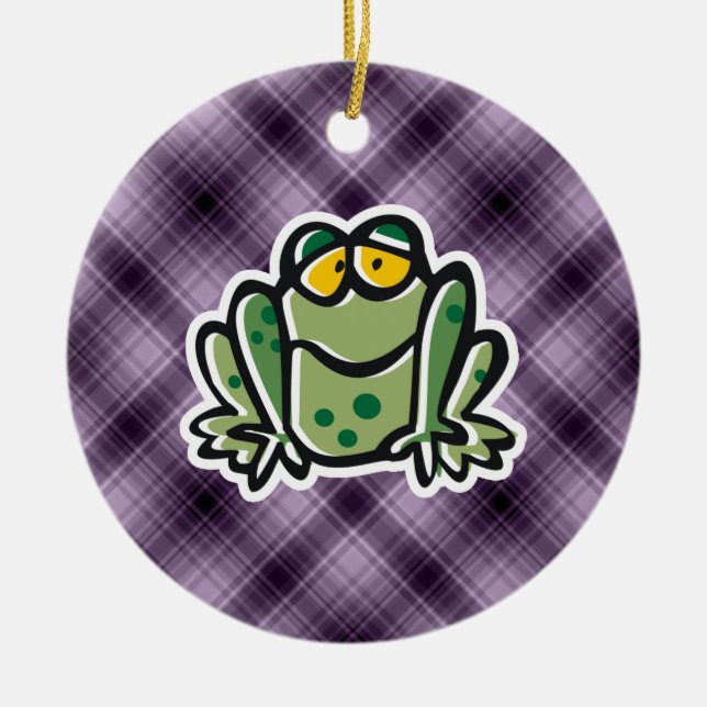 Cute Frog; Purple Ceramic Tree Decoration (Front)