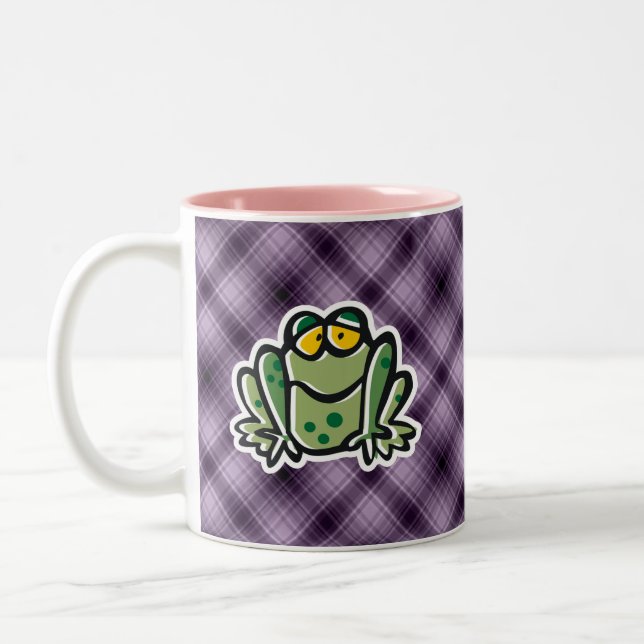 Cute Frog; Purple Two-Tone Coffee Mug (Left)