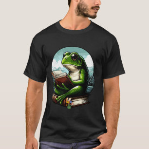 Cute Frog Reading A Book Outdoors Read Lover Men W T-Shirt