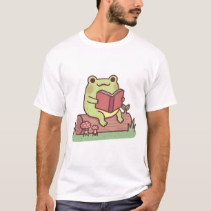 Cute Frog Reading A Book Outdoors T-Shirt
