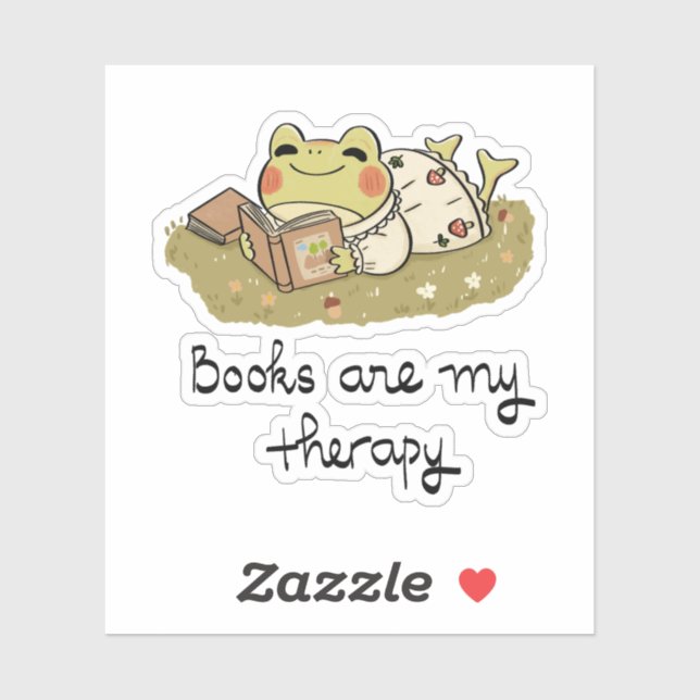 Cute Frog Reading - Books Are My Therapy (Sheet)