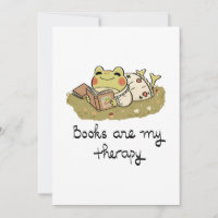 Cute Frog Reading - Books Are My Therapy