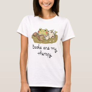 Cute Frog Reading - Books Are My Therapy T-Shirt