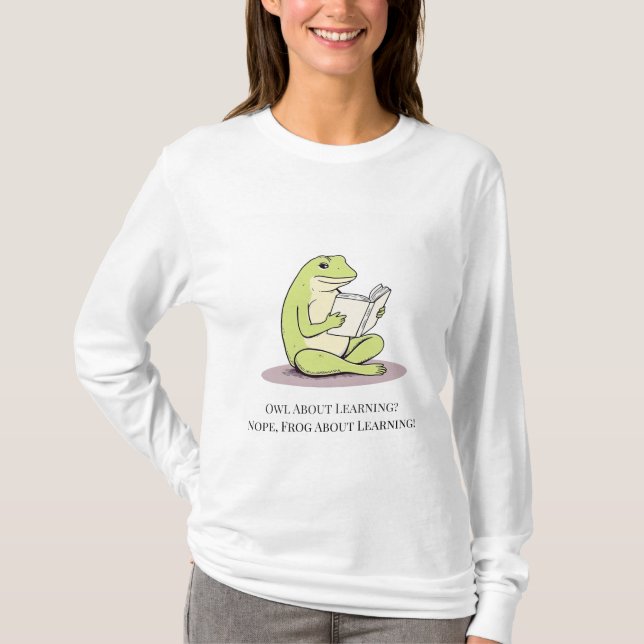 Cute Frog Reading Women’s Shirt (Front)